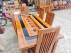 Teak Heavy Modern Dining Table with 6 Chairs 6x3--//--
