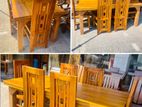 Teak Heavy Modern Dining Table With 6 Chairs 6x3---