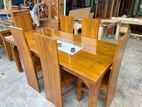 Teak Heavy Modern Dining Table With 6 Chairs 6x3---