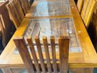 Teak Heavy Modern Dining Table with 6 Chairs - 6x3