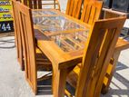 Teak Heavy Modern Dining Table with 6 Chairs 6x3