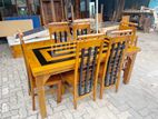 Teak Heavy Modern Dining Table with 6 Chairs 6x3