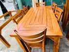 Teak Heavy Modern Dining Table with 6 Chairs (6x3)