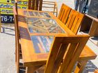 Teak Heavy Modern Dining Table with 6 Chairs (6x3)