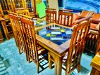 Teak Heavy Modern Dining Table with 6 Chairs 6x3