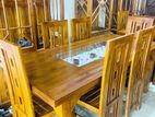 Teak Heavy Modern Dining Table With 6 Chairs 6x3