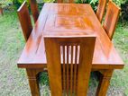 Teak Heavy Modern Dining Table With 6 Chairs 6x3