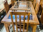 Teak Heavy Modern Dining Table With 6 Chairs 6x3