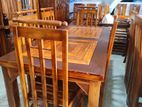 Teak Heavy Modern Dining Table With 6 Chairs 6x3