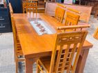 Teak Heavy Modern Dining Table With 6 Chairs 6x3