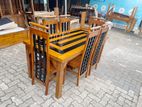 Teak Heavy Modern Dining Table With 6 Chairs 6x3