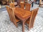 Teak --Heavy-- Modern Dining Table With 6 Chairs 6x3