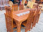 Teak --Heavy-- Modern Dining Table With 6 Chairs 6x3