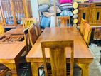 Teak Heavy Modern Dining Table with 6 Chairs 6x3