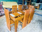 Teak Heavy Modern Dining Table with 6 Chairs 6x3