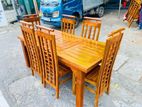 Teak Heavy Modern Dining Table with 6 Chairs 6x3ft