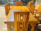 Teak Heavy Modern Dining Table with 6 Chairs 6x3ft