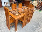 Teak Heavy Modern Dining Table with 6 Chairs 6x3ft