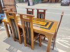 Teak Heavy Modern Dining Table with 6 Chairs (6x3ft)