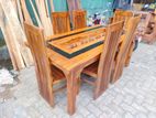 Teak Heavy Modern Dining Table with 6 Chairs 6x3ft--::--