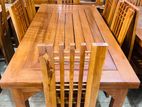 Teak Heavy Modern Dining Table with 6 Chairs 6x3ft--::--