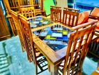 Teak Heavy Modern Dining Table with 6 Chairs -- 6x3ft