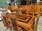 Teak Heavy Modern Dining Table With 6 Chairs 6x3ft
