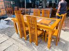 Teak Heavy Modern Dining Table with 6 Chairs~~ Code 00090