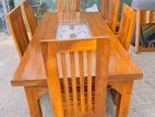 Teak Heavy Modern Dining Table with 6 Chairs Code 0200