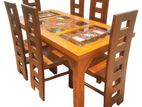Teak Heavy Modern Dining Table with 6 Chairs Code 7189