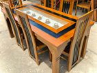 Teak Heavy Modern Dining Table with 6 Chairs Code 83736