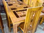 Teak Heavy Modern Dining Table with 6 Chairs