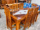 Teak Heavy Modern Dining Table With 6 Chairs