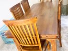 Teak Heavy Modern Dining Table with 6 Chairs