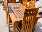 Teak Heavy Modern Dining Table with 6 Chairs