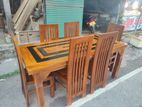 Teak Heavy Modern Dining Table with 6 Chairs----