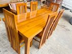 Teak Heavy Modern Dining Table with 6 Chairs