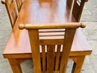 Teak Heavy Modern Dining Table with 6 Chairs