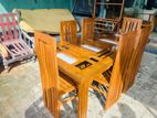 Teak Heavy Modern Dining Table With 6 Chairs