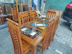 Teak Heavy Modern Dining Table with 6 Chairs::-::-