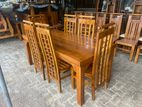 Teak Heavy Modern Dining Table with 6 Chairs