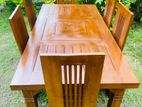 Teak Heavy Modern Dining Table With 6 Chairs