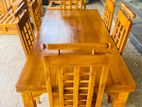 Teak Heavy Modern Dining Table with 6 Chairs::-::