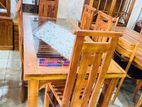 Teak Heavy Modern Dining Table with 6 Chairs--::-