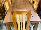 Teak Heavy Modern Dining Table with 6 Chairs--::--:--::