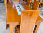 Teak Heavy Modern Dining Table with 6 Chairs