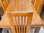 Teak Heavy Modern Dining Table with 6 Chairs