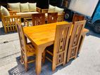 Teak Heavy Modern Dining Table with 6 Chairs