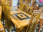 Teak Heavy Modern Dining Table with 6 Chairs