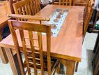 Teak Heavy Modern Dining Table with 6 Chairs::-::